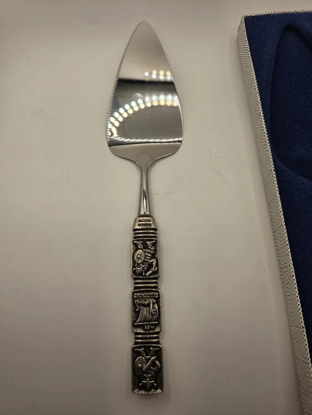Vintage Tinn-Per Norway Viking Pewter Cake Pie Server Shovel Mid Century Boxed